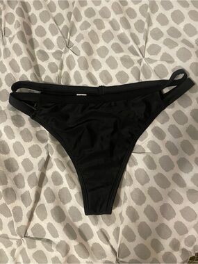 Black Women's Bikini Bottom - Classic Side Strap Swimwear